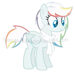 Size: 764x729 | Tagged: safe, artist:ipandacakes, derpibooru import, oc, oc:featherdust, unofficial characters only, pegasus, pony, clothes, female, mare, offspring, parent:double diamond, parent:rainbow dash, parents:doubledash, scarf, simple background, solo, transparent background, watermark