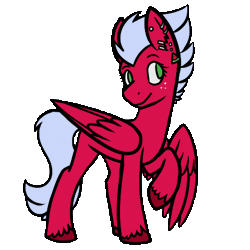 Size: 450x450 | Tagged: animated, artist:bluebrush09, blinking, commission, cute, derpibooru import, ear piercing, freckles, gif, oc, oc:melon frost, piercing, raised hoof, safe, smiling, solo, spread wings, unofficial characters only, wings