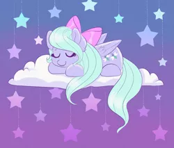 Size: 1411x1200 | Tagged: safe, artist:confetticakez, derpibooru import, flitter, cloud, cute, flitterbetes, prone, sleeping, smiling, solo, stars