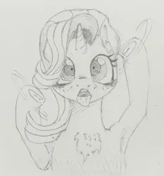 Size: 1000x1071 | Tagged: safe, artist:jericoanon, derpibooru import, starlight glimmer, chest fluff, looking at you, solo, tongue out, traditional art