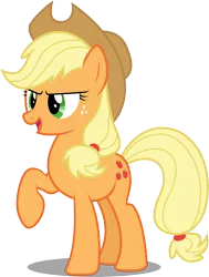 Size: 3675x4856 | Tagged: safe, artist:itv-canterlot, derpibooru import, applejack, earth pony, pony, the crystalling, .ai available, .svg available, absurd resolution, cowboy hat, freckles, hat, open mouth, raised hoof, simple background, solo, transparent background, vector