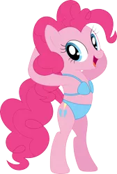 Size: 2413x3592 | Tagged: safe, artist:porygon2z, derpibooru import, pinkie pie, pony, bikini, bipedal, clothes, high res, simple background, smiling, solo, swimsuit, transparent background, vector