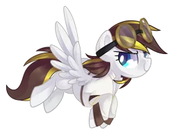 Size: 2418x1900 | Tagged: safe, artist:drawntildawn, derpibooru import, oc, unofficial characters only, pegasus, pony, clothes, female, goggles, mare, shirt, simple background, solo, transparent background