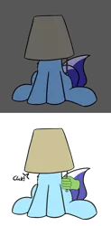 Size: 929x1882 | Tagged: safe, artist:neuro, derpibooru import, minuette, oc, oc:anon, human, pony, unicorn, comic, hand, hat, lamp, lampshade, lampshade hat, off, on, silly, silly pony, simple background, solo focus, transparent background