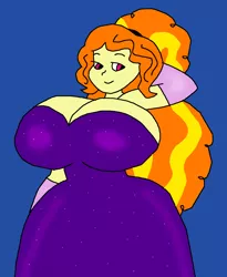 Size: 1485x1810 | Tagged: suggestive, artist:portalmasterdan64, derpibooru import, adagio dazzle, equestria girls, big breasts, breasts, busty adagio dazzle, clothes, cosplay, costume, crossover, curvy, female, hourglass figure, huge breasts, impossibly large breasts, jessica rabbit, simple background, smiling, solo, who framed roger rabbit