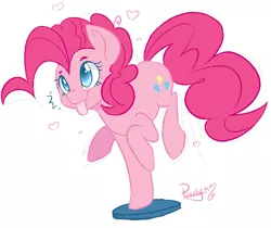 Size: 2087x1749 | Tagged: safe, artist:pixelyte, artist:shinypikachu25, derpibooru import, pinkie pie, pony, cute, diapinkes, heart, silly, silly face, silly pony, simple background, solo, tongue out, white background