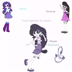 Size: 1000x1000 | Tagged: safe, artist:doraemonfan4life, derpibooru import, octavia melody, rarity, equestria girls, boots, bracelet, clothes, fusion, high heel boots, high heels, jewelry, mary janes, multiple arms, shoes, skirt, socks