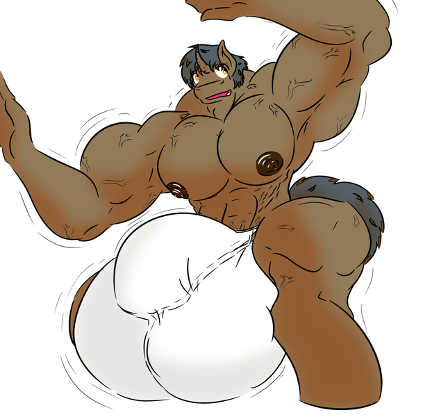 Size: 1280x1216 | Tagged: questionable, artist:dens-dirt, derpibooru import, oc, oc:widjet, unofficial characters only, anthro, balls, balls on floor, big balls, clothes, crotch bulge, fetish, impossibly large balls, male, muscle fetish, muscle growth, muscles, nipples, nudity, solo, solo male, underwear
