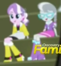 Size: 202x217 | Tagged: safe, derpibooru import, screencap, diamond tiara, silver spoon, equestria girls, friendship games, blurry, boots, cropped, discovery family logo, high heel boots, picture for breezies, smiling