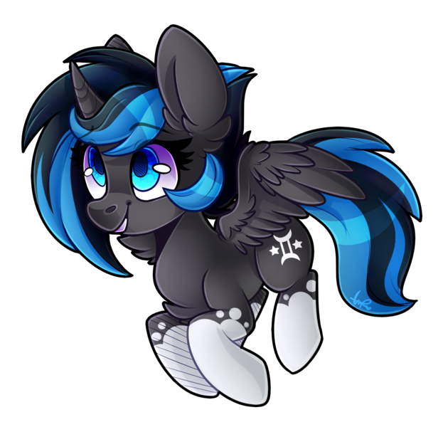 Size: 1700x1637 | Tagged: safe, artist:shyshyoctavia, derpibooru import, oc, oc:ebony, unofficial characters only, alicorn, pony, curved horn, female, flying, mare, simple background, solo, transparent background