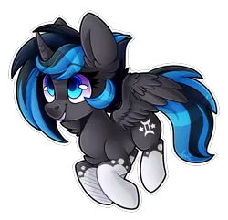 Size: 1700x1637 | Tagged: safe, artist:shyshyoctavia, derpibooru import, oc, oc:ebony, unofficial characters only, alicorn, pony, curved horn, female, flying, mare, simple background, solo, transparent background