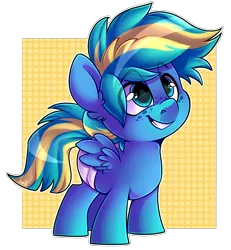 Size: 2957x3200 | Tagged: safe, artist:shyshyoctavia, derpibooru import, oc, oc:stormy dash, unofficial characters only, pegasus, pony, colt, cute, diaper, ear fluff, eye clipping through hair, eyebrows visible through hair, foal, freckles, high res, male, ocbetes, smiling, solo
