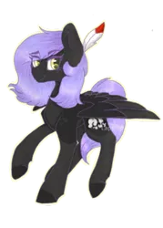 Size: 400x560 | Tagged: safe, artist:laps-sp, derpibooru import, oc, oc:cloudy night, unofficial characters only, pegasus, pony, :t, eye clipping through hair, eyebrows visible through hair, feather in hair, female, freckles, looking at you, mare, raised hoof, raised leg, shoulder freckles, simple background, smiling, solo, spread wings, transparent background, wings