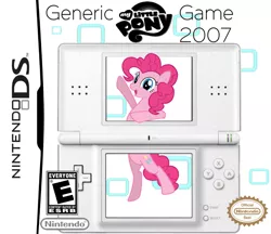 Size: 1192x1032 | Tagged: 2000s, artist:employeeamillion, box art, derpibooru import, fourth wall, nintendo ds, pinkie pie, safe