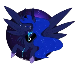 Size: 1945x1666 | Tagged: semi-grimdark, artist:polkadot-creeper, derpibooru import, part of a set, princess luna, alicorn, pony, bust, candy gore, crying, decapitated, eyes closed, severed head, solo, spread wings
