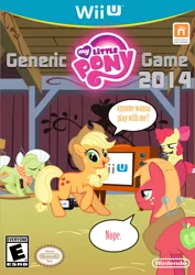 Size: 971x1374 | Tagged: safe, artist:employeeamillion, derpibooru import, apple bloom, applejack, big macintosh, granny smith, earth pony, pony, box art, female, male, nintendo, phone, smartphone, stallion, sweet apple acres, take that, television, wii u