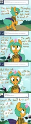 Size: 1280x5120 | Tagged: safe, artist:kryptchild, derpibooru import, snails, pony, ask glitter shell, comic:when aero met glitter, absurd resolution, aeroshell, ask, canon x oc, clothes, comic, crush, cute, disguise, freckles, from behind, gay, glitter shell, glowing horn, levitation, looking back, magic, male, scarf, shipping, skirt, sunglasses, telekinesis, tumblr