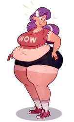 Size: 1164x1920 | Tagged: artist:secretgoombaman12345, ask, ask chubby diamond, bbw, belly button, chubby diamond, clothes, converse, derpibooru import, diamond tiara, fat, hot pants, human, humanized, midriff, muffin top, obese, safe, shoes, sneakers, solo, tan lines, the ass was fat, thunder thighs, tumblr