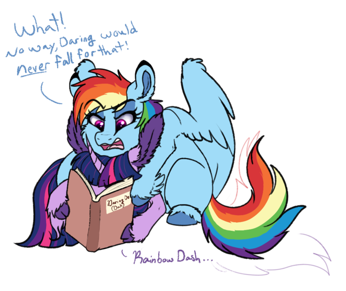 Size: 975x821 | Tagged: safe, artist:saphi-boo, derpibooru import, rainbow dash, twilight sparkle, pony, book, female, fluffy, lesbian, reading, shipping, simple background, transparent background, twidash