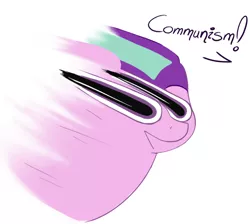 Size: 780x700 | Tagged: artist:d-sixzey, communism, derpibooru import, dialogue, faic, great moments in animation, meme, motion blur, open mouth, politics, safe, simple background, sketch, smear frame, smiling, solo, special eyes, stalin glimmer, starlight glimmer, text, wat, white background