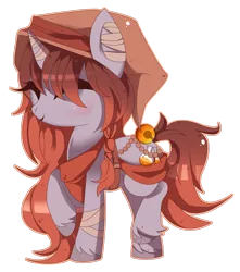 Size: 2871x3248 | Tagged: safe, artist:sorasku, derpibooru import, oc, oc:candlewick, unofficial characters only, pony, unicorn, bandage, blushing, clothes, cute, eyes closed, female, hat, high res, mare, potion, raised hoof, raised leg, simple background, smiling, solo, transparent background, unshorn fetlocks