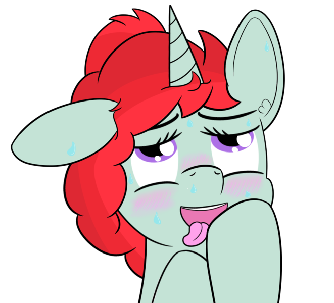 Size: 1003x911 | Tagged: suggestive, artist:polynya, derpibooru import, oc, oc:penned harmony, unofficial characters only, pony, unicorn, ahegao, blushing, ear fluff, open mouth, simple background, solo, tongue out, transparent background