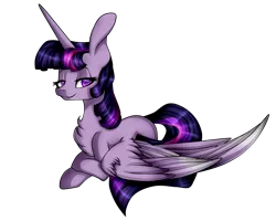 Size: 2500x2000 | Tagged: safe, artist:xxmissteaxx, derpibooru import, twilight sparkle, twilight sparkle (alicorn), alicorn, pony, chest fluff, high res, looking at you, prone, simple background, solo, transparent background