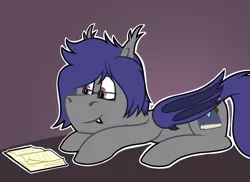 Size: 1280x931 | Tagged: safe, artist:koonzypony, derpibooru import, oc, oc:dusk rhine, unofficial characters only, bat pony, pony, book, cutie mark, fangs, glasses, male, reading, solo, stallion