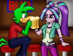 Size: 1645x1268 | Tagged: safe, artist:sonigoku, derpibooru import, aria blaze, equestria girls, rainbow rocks, alcohol, bean the dynamite, beer, crossover, nail polish, sonic the hedgehog (series)