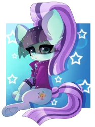 Size: 1200x1600 | Tagged: abstract background, artist:blazemizu, big ears, bracelet, chest fluff, coloratura, colored pupils, countess coloratura, cute, derpibooru import, ear fluff, eyeliner, jewelry, looking at you, makeup, :o, open mouth, raised hoof, safe, simple background, sitting, solo, spiked wristband, stars, transparent background, underhoof, veil, wristband