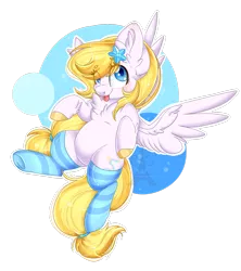 Size: 1600x1800 | Tagged: safe, artist:silent-shadow-wolf, derpibooru import, oc, oc:star shooter, unofficial characters only, pegasus, pony, chest fluff, clothes, cute, female, hairpin, mare, ocbetes, simple background, socks, solo, striped socks, tongue out, transparent background