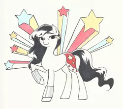 Size: 1344x1196 | Tagged: artist:valkyrie-girl, derpibooru import, donna troy, ponified, raised hoof, safe, solo, super best friends forever, traditional art, wonder girl