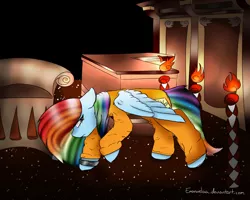 Size: 2500x2000 | Tagged: artist:emanuelaa, clothes, courtroom, crying, derpibooru import, prisoner rd, prison outfit, rainbow dash, sad, safe, solo