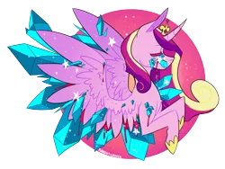 Size: 2013x1517 | Tagged: grimdark, artist:polkadot-creeper, derpibooru import, part of a set, princess cadance, alicorn, pony, blood, bust, candy gore, crystal, crystal gore, eyes closed, gore, solo, spread wings