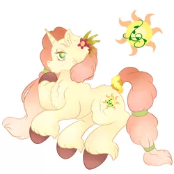 Size: 1024x1024 | Tagged: safe, artist:bewarethemusicman, derpibooru import, oc, oc:demeter, unofficial characters only, pony, unicorn, crack shipping, freckles, magical lesbian spawn, offspring, parent:applejack, parent:princess celestia, parents:applelestia, simple background, solo, unshorn fetlocks, white background