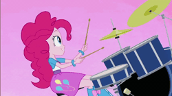Size: 600x337 | Tagged: safe, derpibooru import, screencap, pinkie pie, equestria girls, rainbow rocks, animated, better than ever, boots, clothes, cymbals, drum kit, drums, drumsticks, gif, hi-hat, high heel boots, musical instrument, ponied up, ponytail, skirt, solo
