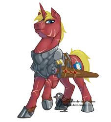 Size: 1818x2000 | Tagged: safe, artist:chickenwhite, derpibooru import, oc, oc:steel prism, unofficial characters only, pony, unicorn, ponyfinder, armor, commission, dungeons and dragons, fluffy, lidded eyes, looking at you, pen and paper rpg, raised hoof, rpg, scar, simple background, solo, sword, transparent background, weapon
