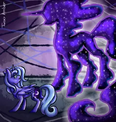 Size: 950x1000 | Tagged: artist:twixyamber, derpibooru import, do princesses dream of magic sheep, frown, looking back, looking up, open mouth, princess luna, s1 luna, safe, scared, tantabus