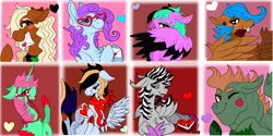 Size: 1024x512 | Tagged: safe, artist:brainiac, derpibooru import, oc, oc:ashe, unofficial characters only, bat pony, earth pony, pegasus, pony, unicorn, bat hybrid, female, group, male, mare, stallion