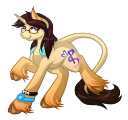 Size: 4184x3912 | Tagged: safe, artist:amazing-artsong, derpibooru import, oc, oc:cosmic dawn, unofficial characters only, classical unicorn, pony, absurd resolution, cloven hooves, female, glasses, leonine tail, mare, simple background, solo, transparent background, unshorn fetlocks