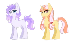 Size: 3159x2000 | Tagged: safe, artist:kittii-kat, derpibooru import, oc, unofficial characters only, earth pony, pony, unicorn, female, high res, magical lesbian spawn, mare, offspring, parent:applejack, parent:double diamond, parent:moondancer, parent:rarity, parents:appledancer, parents:diamond duo, simple background, transparent background