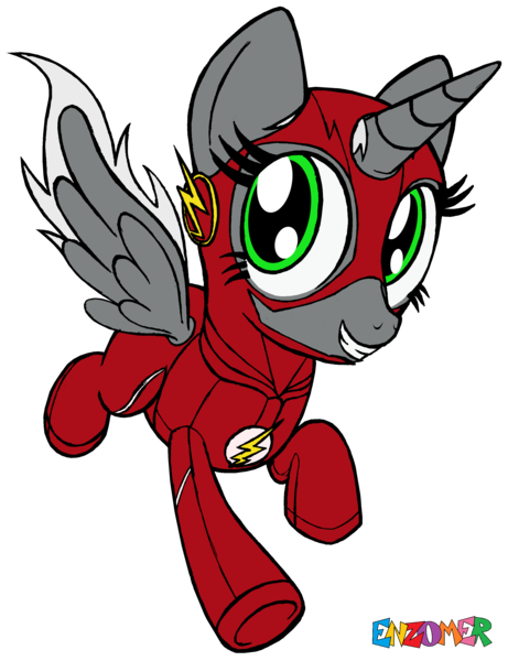 Size: 2544x3312 | Tagged: safe, artist:enzomersimpsons, derpibooru import, oc, oc:shade, unofficial characters only, alicorn, pony, clothes, cosplay, costume, female, high res, mare, simple background, solo, the flash, transparent background