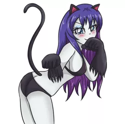 Size: 3507x3472 | Tagged: suggestive, artist:sumin6301, derpibooru import, rarity, equestria girls, black underwear, bra, breasts, busty rarity, cat ears, cat lingerie, cat tail, catgirl, clothes, female, lingerie, looking at you, panties, simple background, smiling, solo, solo female, underwear