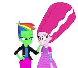 Size: 959x834 | Tagged: safe, artist:ktd1993, derpibooru import, pinkie pie, rainbow dash, equestria girls, alternate hairstyle, bride of frankenstein, female, frankenstein, frankenstein's monster, lesbian, pinkiedash, shipping