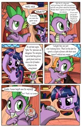 Size: 1750x2700 | Tagged: safe, artist:sirzi, artist:true line translators, derpibooru import, spike, twilight sparkle, twilight sparkle (alicorn), alicorn, dragon, pony, comic:talisman for a pony, book, bookshelf, comic, crossover, golden oaks library, jackie chan adventures, talisman, this will end in tears and/or death, translation, xk-class end-of-the-world scenario