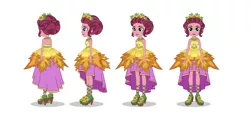 Size: 2500x1181 | Tagged: safe, artist:madison tuff, derpibooru import, gloriosa daisy, equestria girls, legend of everfree, alternate hairstyle, clothes, crystal gala, crystal gala dress, dress, female, freckles, gala dress, high heels, image, outfit, png, simple background, solo, turnaround, white background