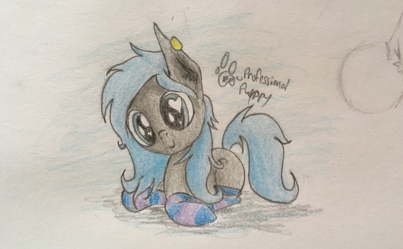 Size: 4032x2495 | Tagged: safe, artist:professionalpuppy, derpibooru import, oc, unofficial characters only, absurd resolution, clothes, cute, heart eyes, lying down, simple background, socks, solo, striped socks, traditional art, wingding eyes