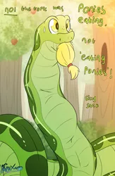 Size: 1248x1920 | Tagged: safe, artist:fluffyxai, derpibooru import, applejack, snake, eaten alive, fetish, image, peril, png, predation, preyjack, snek, sweat, sweatdrop, tail sticking out, throat bulge, vore, wide eyes