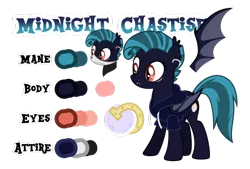 Size: 1024x692 | Tagged: safe, artist:drakizora, derpibooru import, oc, oc:midnight chastise, unofficial characters only, bat pony, pony, clothes, ear piercing, eye scar, hoodie, lip piercing, piercing, reference sheet, scar, solo