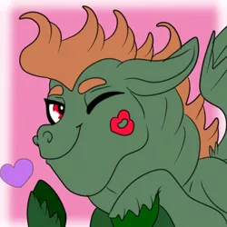 Size: 400x400 | Tagged: safe, artist:brainiac, derpibooru import, oc, oc:joe, unofficial characters only, pony, bulk biceps body, heart, male, muscle pony, one eye closed, solo, stallion, wink